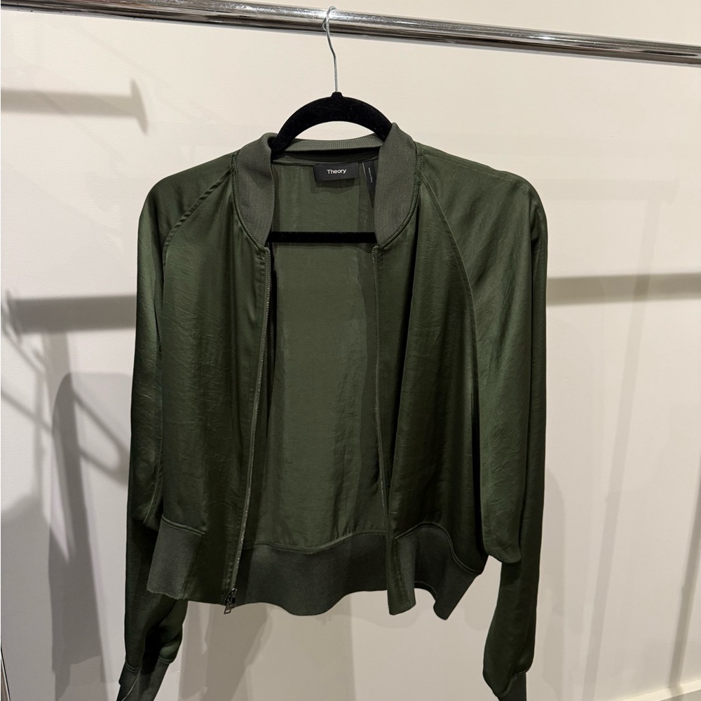 Theory Olive Green Bomber Jacket